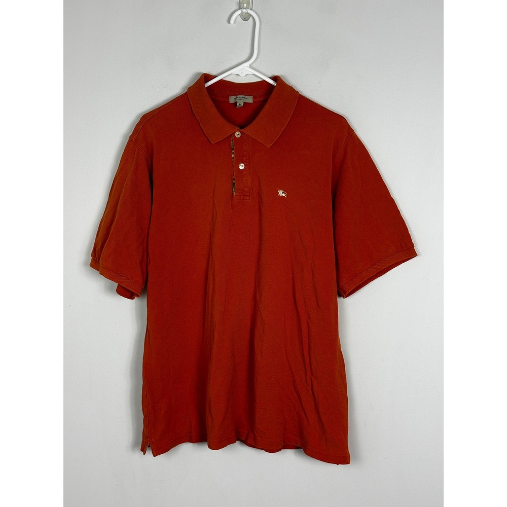 Burberry London Orange Short Sleeve Polo Shirt‎ Mens Size XL Cotton Golf Minimal